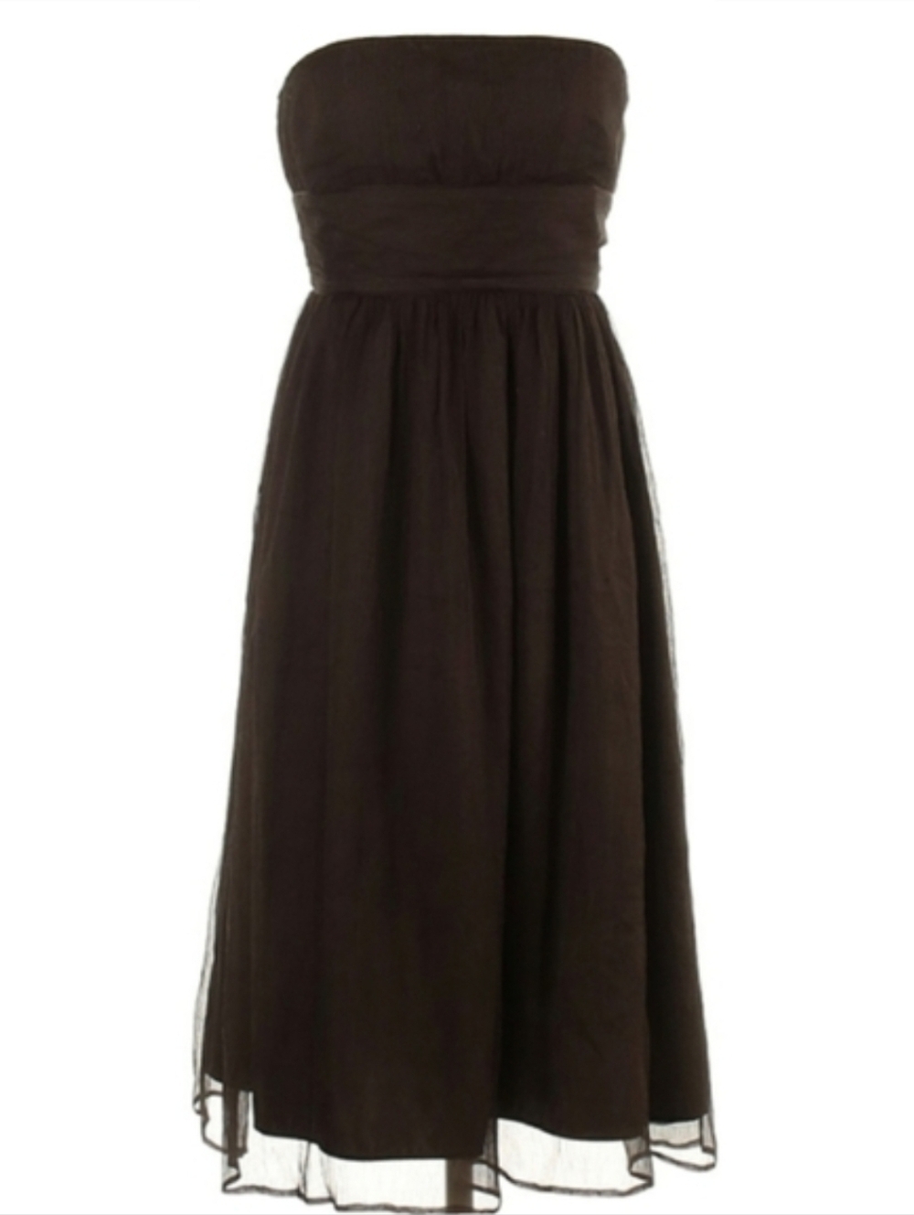 Silk J. Crew Chocolate Brown Dress Strapless Sheer Cocktail Party Event Jcrew 0
